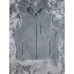 LLBean Mens XL Polartec Gray Warm Fleece Full Zip Outdoor Vest Trail 284628